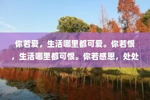 你若爱，生活哪里都可爱。你若恨，生活哪里都可恨。你若感恩，处处可感思。你若成长，事事可成长。