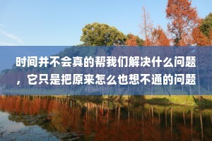 时间并不会真的帮我们解决什么问题，它只是把原来怎么也想不通的问题，变得不再重要了。
