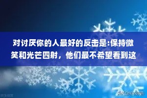 对讨厌你的人最好的反击是:保持微笑和光芒四射，他们最不希望看到这样的你。