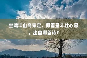 坐啸江山奇策定，仰看星斗壮心悬。出自哪首诗？