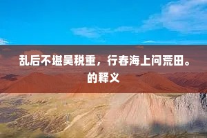 乱后不堪吴税重，行春海上问荒田。的释义