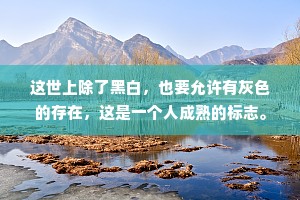 这世上除了黑白，也要允许有灰色的存在，这是一个人成熟的标志。