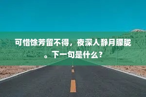 可惜馀芳留不得，夜深人静月朦胧。下一句是什么？