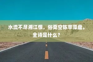 水流不尽湘江恨，俗奠空陈苹藻盘。全诗是什么？