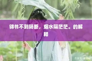锦书不到肠断，烟水隔茫茫。的解释