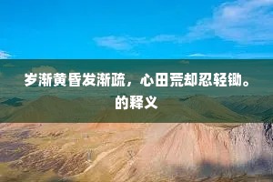 岁渐黄昏发渐疏，心田荒却忍轻锄。的释义