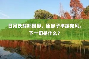 日月长辉邦国静，臣忠子孝续尧风。下一句是什么？