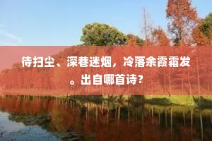 待扫尘、深巷迷烟，冷落余霞霜发。出自哪首诗？