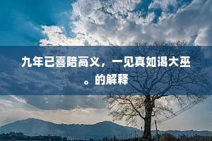 九年已喜陪高义，一见真如谒大巫。的解释