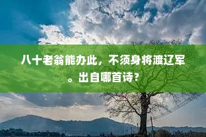 八十老翁能办此，不须身将渡辽军。出自哪首诗？