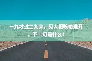 一九才过二九来，见人相唤袖难开。下一句是什么？