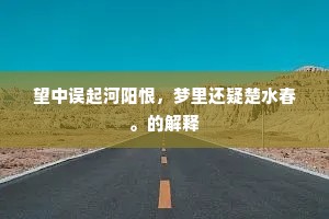 望中误起河阳恨，梦里还疑楚水春。的解释