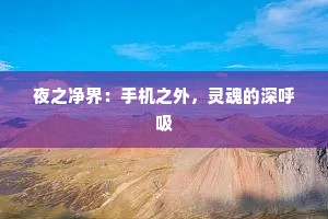 夜之净界：手机之外，灵魂的深呼吸