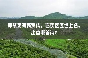 即兹更有高贤传，岂羡区区世上名。出自哪首诗？