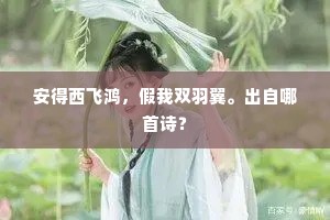 安得西飞鸿，假我双羽翼。出自哪首诗？