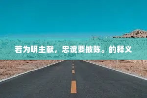 若为明主献，忠谠要披陈。的释义