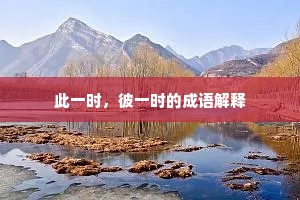 此一时，彼一时的成语解释