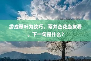 绣成翠叶为纹巧，蒂并丛花当友看。下一句是什么？