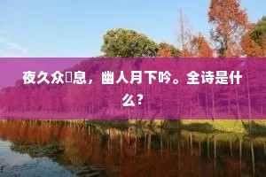 夜久众諠息，幽人月下吟。全诗是什么？