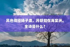 风色得经扬子渡，月明知在海棠洲。全诗是什么？