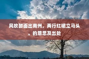 风吹醉面出南州，两行红裙立马头。的意思及出处