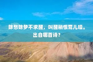 除愁除梦不求醒，叫醒稍恨莺儿噪。出自哪首诗？