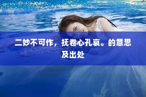 二妙不可作，抚卷心孔哀。的意思及出处