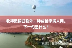 收得桑榆归物外，种成桃李满人间。下一句是什么？