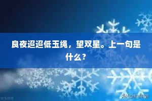 良夜迢迢低玉绳，望双星。上一句是什么？