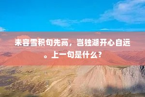 未容雪积句先高，岂独湖开心自远。上一句是什么？