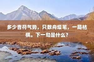 多少曹苻气势，只数舟燥苇，一局枯棋。下一句是什么？