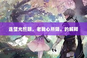 连璧光照眼，老我心所降。的解释