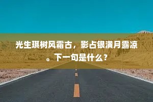 光生琪树风霜古，影占银潢月露凉。下一句是什么？
