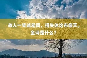 故人一笑诚希阔，得失休论布幔天。全诗是什么？
