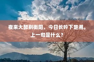 夜来大醉别衡阳，今日长吟下楚湘。上一句是什么？