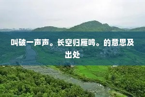 叫破一声声。长空归雁鸣。的意思及出处