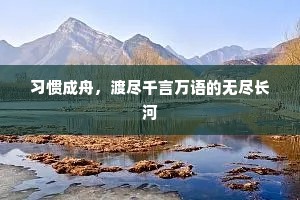 习惯成舟，渡尽千言万语的无尽长河