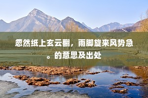 忽然纸上玄云翻，雨脚旋来风势急。的意思及出处