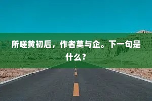 所嗟黄初后，作者莫与企。下一句是什么？