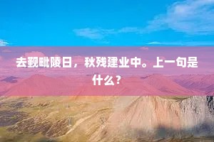 去觐毗陵日，秋残建业中。上一句是什么？