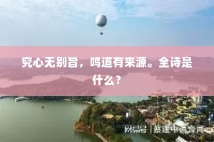 究心无别旨，鸣道有来源。全诗是什么？