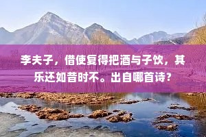 李夫子，借使复得把酒与子饮，其乐还如昔时不。出自哪首诗？