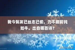 我今鬓发已丝志已偷，力不能前钝如牛。出自哪首诗？