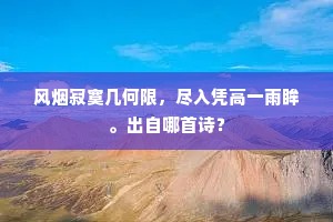 风烟寂寞几何限，尽入凭高一雨眸。出自哪首诗？