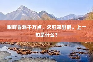 眼畔昏鸦千万点，欠归来野鹤。上一句是什么？