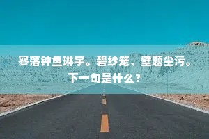 寥落钟鱼琳宇。碧纱笼、壁题尘污。下一句是什么？