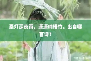 素灯深夜雨,潇潇响梧竹。出自哪首诗? 素灯深夜雨,潇潇响梧竹。出自哪首诗?