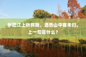 鲈肥江上秋将晚，酒熟山中客未归。上一句是什么？