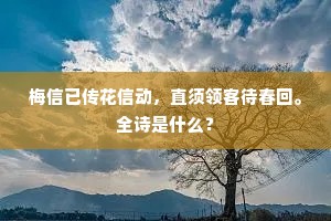梅信已传花信动，直须领客待春回。全诗是什么？