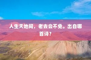 人生天地间，老去会不免。出自哪首诗？